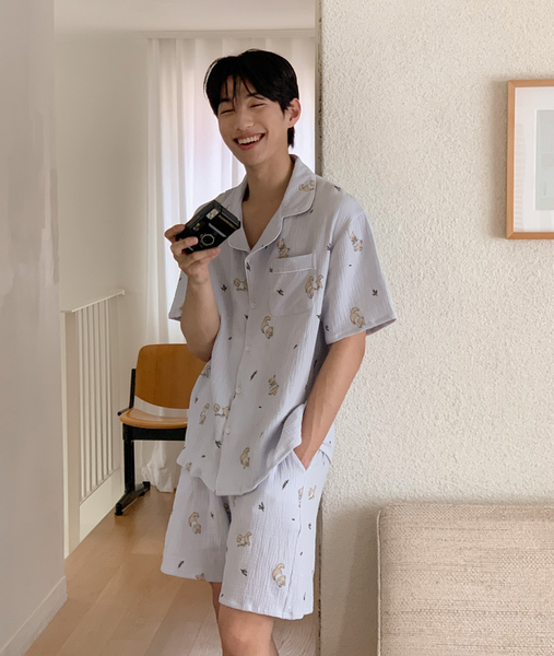 [Juuneedu] Mocha Cotton Short Sleeve Pyjama Set