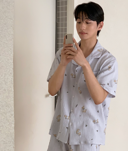 [Juuneedu] Mocha Cotton Short Sleeve Pyjama Set