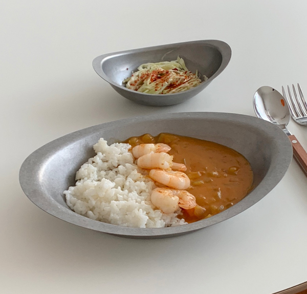 [SINON SHOP] Agueda Vintage Stainless Steel Curry Rice Oval Bowl
