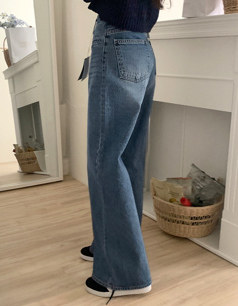 [GIRLS RECIPE] Slit Pocket Long Wide Denim Pants