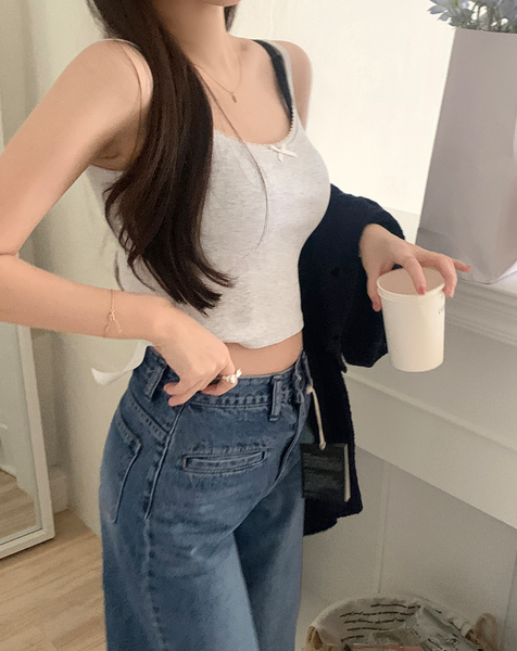 [GIRLS RECIPE] Slit Pocket Long Wide Denim Pants