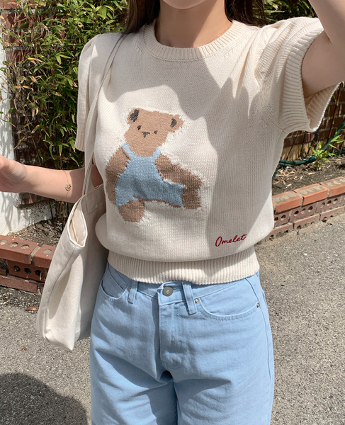 [GIRLS RECIPE] Summer My Bear Short Sleeve Knitwear