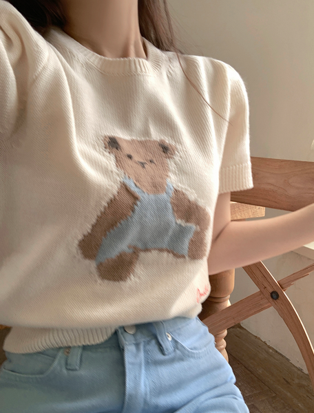 [GIRLS RECIPE] Summer My Bear Short Sleeve Knitwear