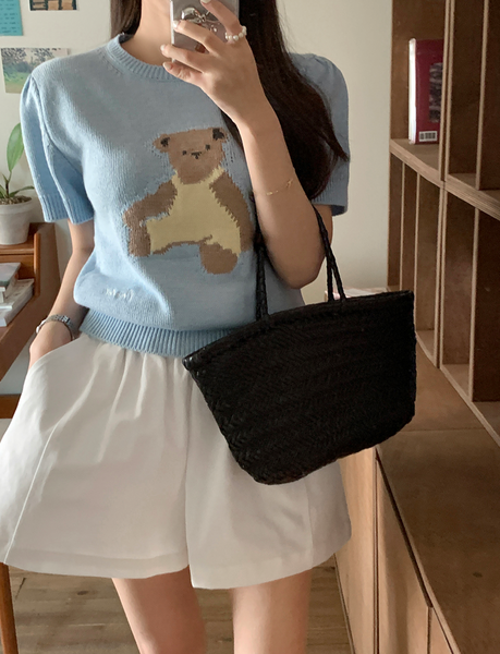 [GIRLS RECIPE] Summer My Bear Short Sleeve Knitwear