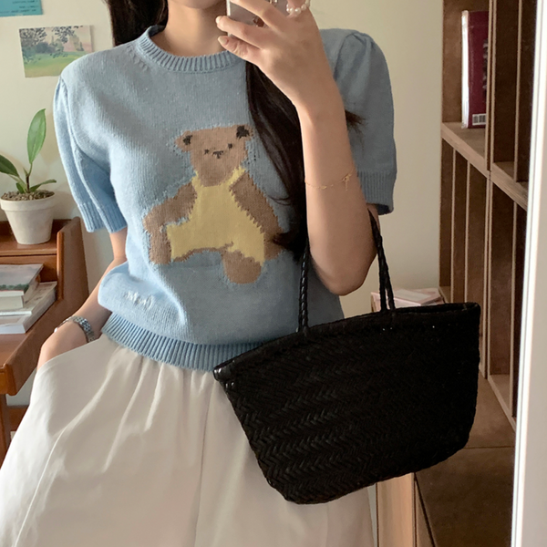 [GIRLS RECIPE] Summer My Bear Short Sleeve Knitwear