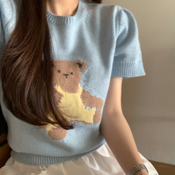 [GIRLS RECIPE] Summer My Bear Short Sleeve Knitwear