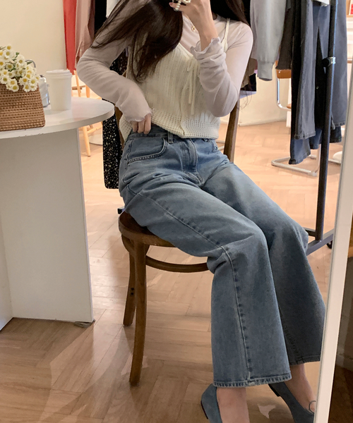 [GIRLS RECIPE] Mild Wide Denim Pants