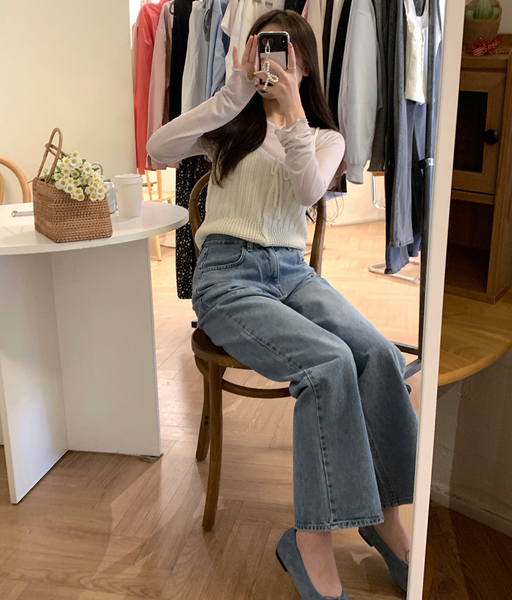 [GIRLS RECIPE] Mild Wide Denim Pants