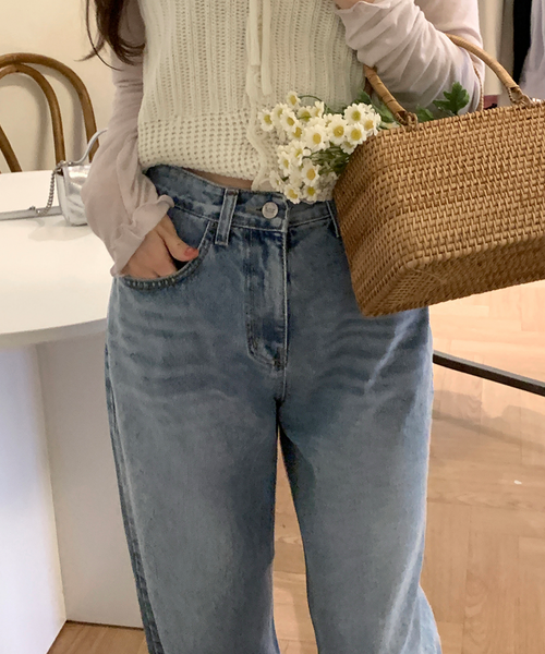 [GIRLS RECIPE] Mild Wide Denim Pants