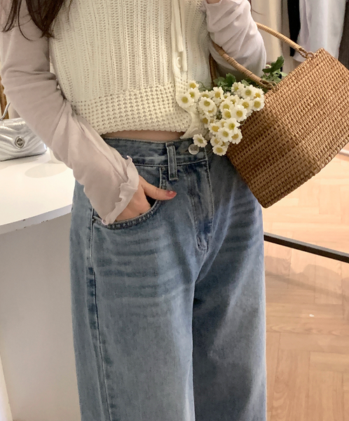 [GIRLS RECIPE] Mild Wide Denim Pants