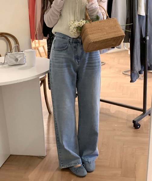 [GIRLS RECIPE] Mild Wide Denim Pants