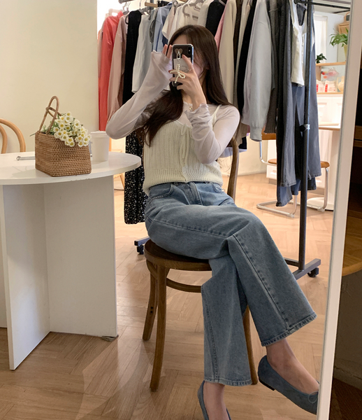 [GIRLS RECIPE] Mild Wide Denim Pants