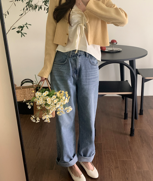 [GIRLS RECIPE] Mild Wide Denim Pants