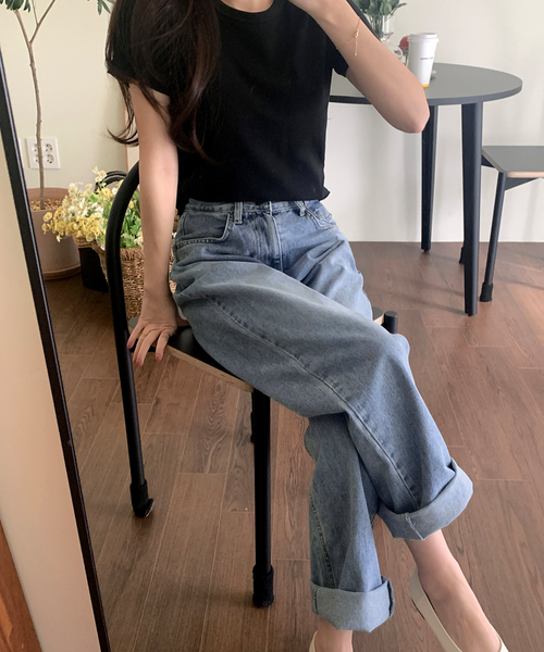 [GIRLS RECIPE] Mild Wide Denim Pants