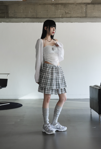 [BINARY01] Aurora Checkered Mini Skirt