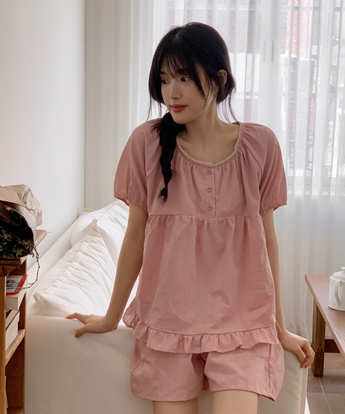 [Juuneedu] Jeu Moz Lace Short Sleeve Pyjama Set