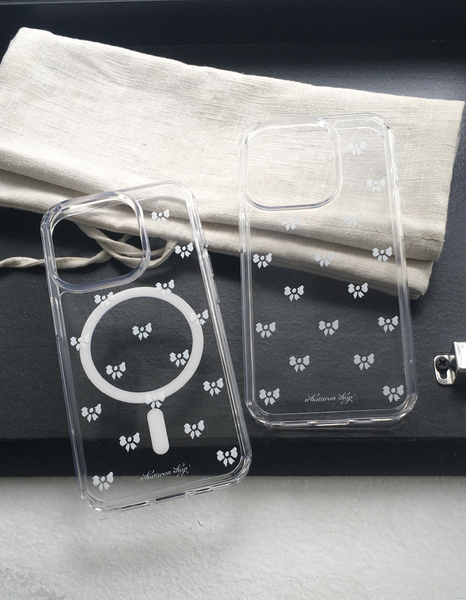 [whatiwon] Clear Ribbon Phone Case (Jelly Hard / MagSafe)