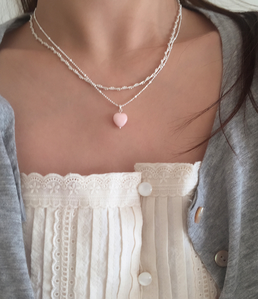 [moat] Pink Shell Necklace (Silver925)