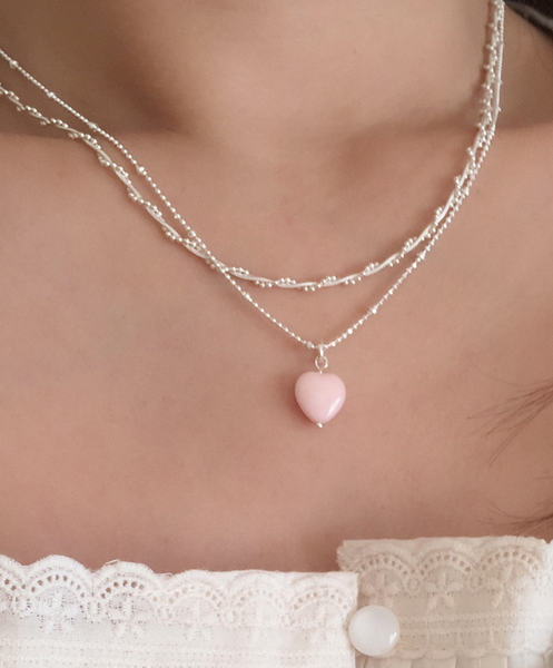 [moat] Pink Shell Necklace (Silver925)