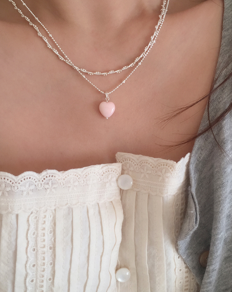 [moat] Pink Shell Necklace (Silver925)