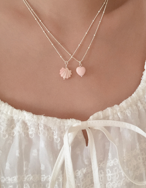 [moat] Pink Shell Necklace (Silver925)