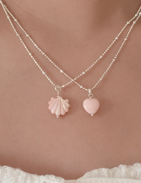 [moat] Pink Shell Necklace (Silver925)