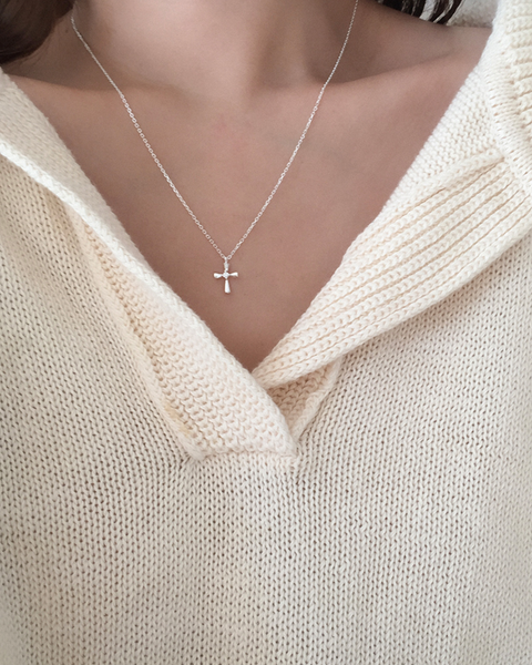 [moat] Cross Cubic Necklace (Silver925)