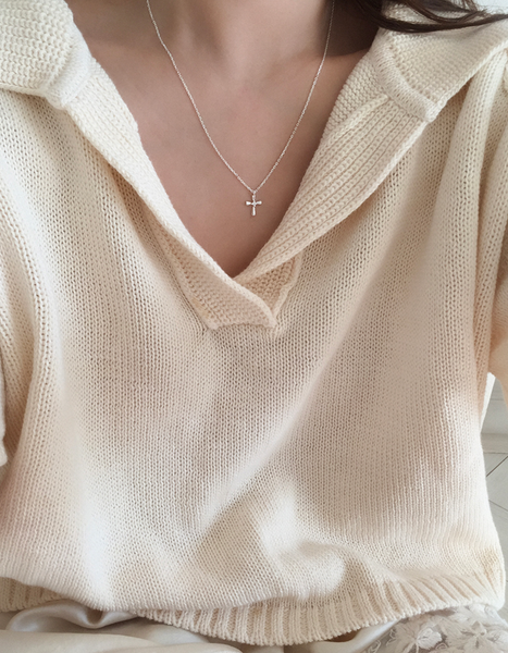 [moat] Cross Cubic Necklace (Silver925)
