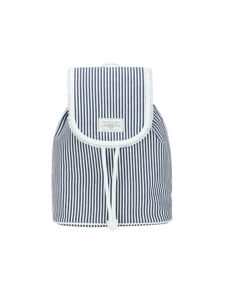 [Letter from Moon] Stripe Lace Cotton Backpack (Navy)