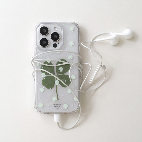 [whatiwon] Green Clover Clear Case (Jelly Hard / MagSafe)