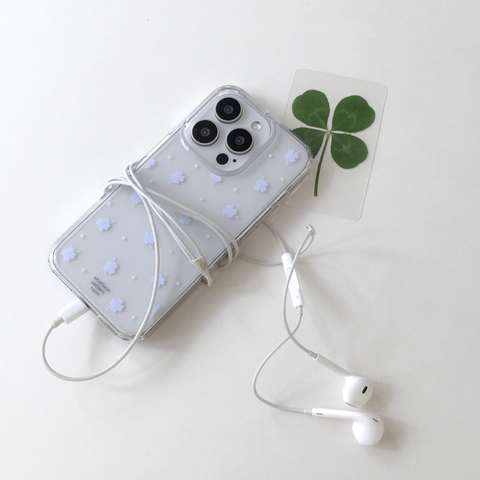 [whatiwon] Blue Clover Clear Case (Jelly Hard / MagSafe)