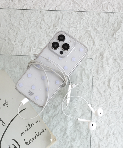 [whatiwon] Blue Clover Clear Case (Jelly Hard / MagSafe)