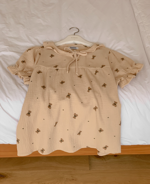 [Juuneedu] Romantic Mandy Bear Cotton Short Sleeve Pyjama Set