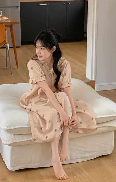 [Juuneedu] Romantic Mandy Bear Cotton Short Sleeve Pyjama Set