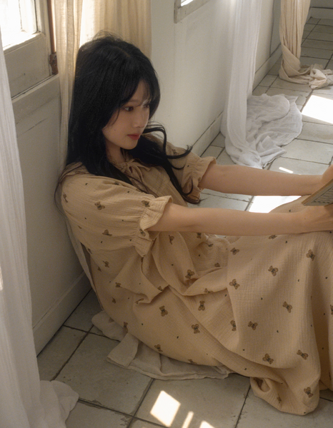 [Juuneedu] Romantic Mandy Bear Cotton Short Sleeve Pyjama Set
