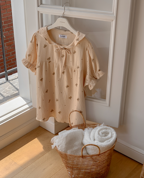 [Juuneedu] Romantic Mandy Bear Cotton Short Sleeve Pyjama Set