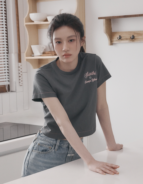 [MARITHÉ FRANÇOIS GIRBAUD] W ROLLING LOGO CROP TEE charcoal