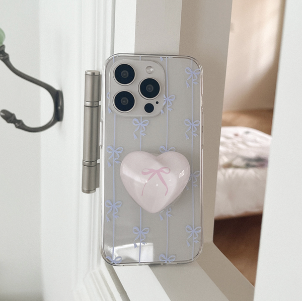 [Mademoment] Line Ribbon Pattern Clear Phone Case (3 Types)