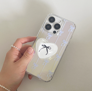 [Mademoment] Line Ribbon Pattern Glossy Mirror Phone Case