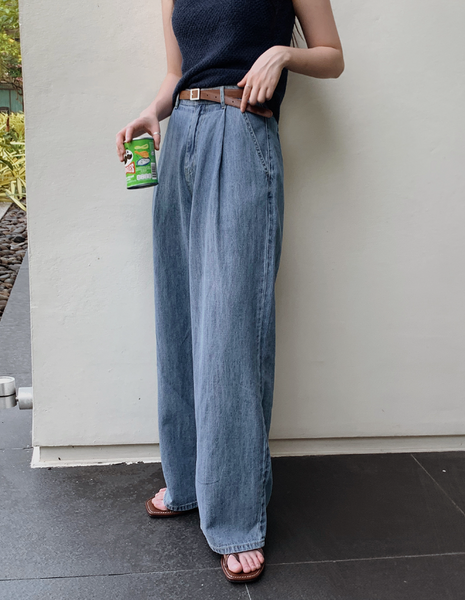 [SLOWAND] # SLOWMADE Cool Summer Linen Denim Wide Pants