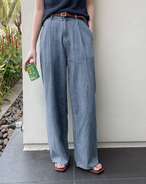 [SLOWAND] # SLOWMADE Cool Summer Linen Denim Wide Pants