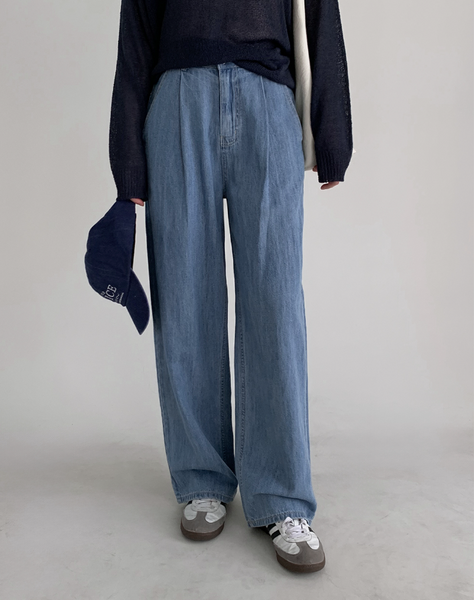 [SLOWAND] # SLOWMADE Cool Summer Linen Denim Wide Pants