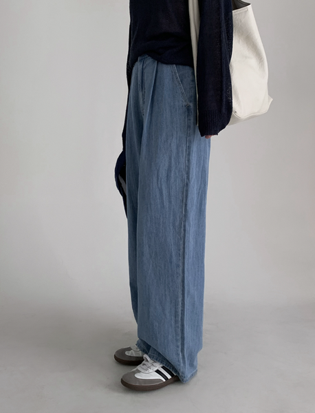 [SLOWAND] # SLOWMADE Cool Summer Linen Denim Wide Pants