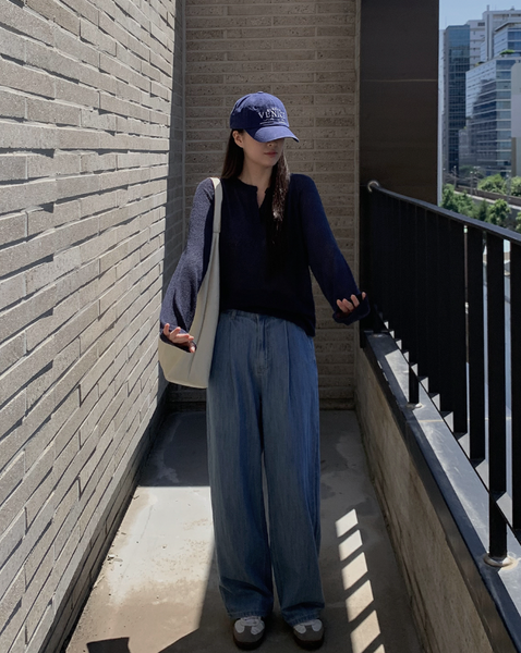 [SLOWAND] # SLOWMADE Cool Summer Linen Denim Wide Pants