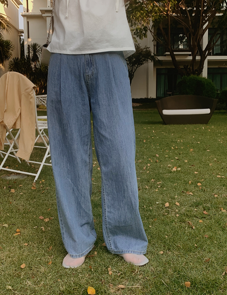 [SLOWAND] # SLOWMADE Cool Summer Linen Denim Wide Pants