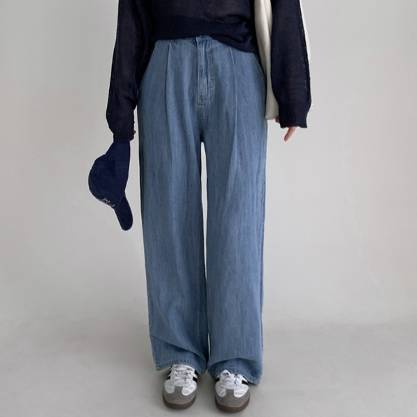 [SLOWAND] # SLOWMADE Cool Summer Linen Denim Wide Pants