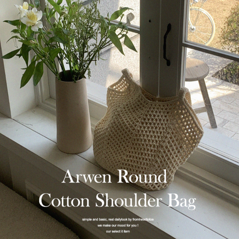 [FROM HEAD TO TOE] Round Cotton Shoulder Bag