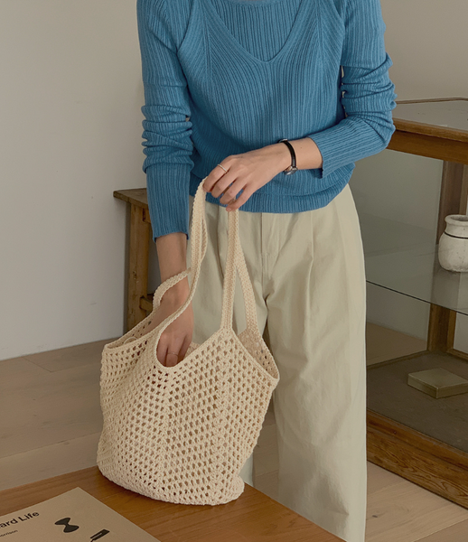 [FROM HEAD TO TOE] Round Cotton Shoulder Bag