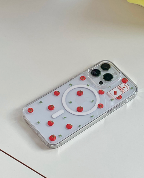 [OLIVET] Cherry Tomato Patten Clear Phone Case (MagSafe / Jelly)