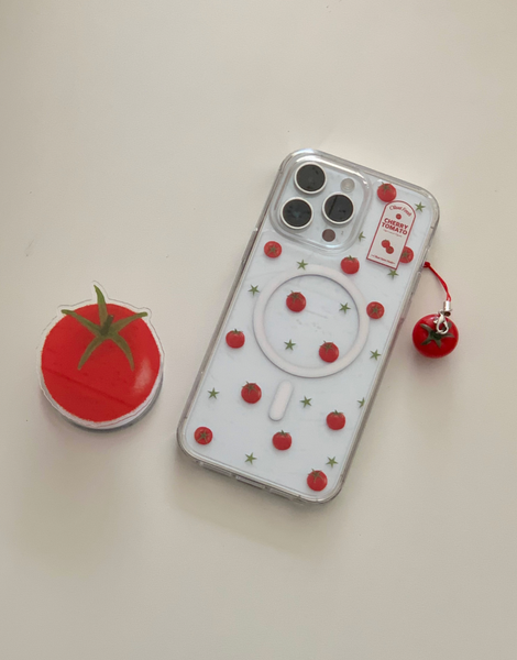 [OLIVET] Cherry Tomato Patten Clear Phone Case (MagSafe / Jelly)